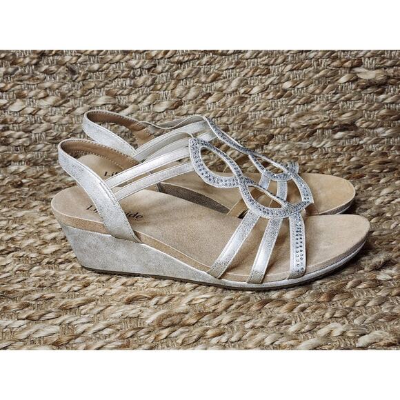 New! LifeStride Women's 9.5 M Mesmerize Gold Flex Comfort Sparkly Wedges - Picture 6 of 11